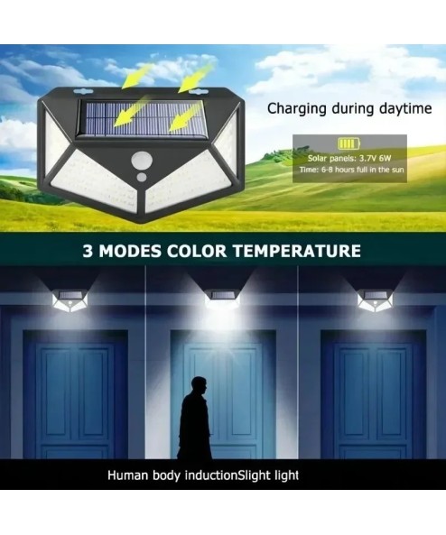 Lampe solaire LED multifonctionnelle avec détecteur de mouvement, lumière du soleil étanche, décoration de jardin extérieur, 62 